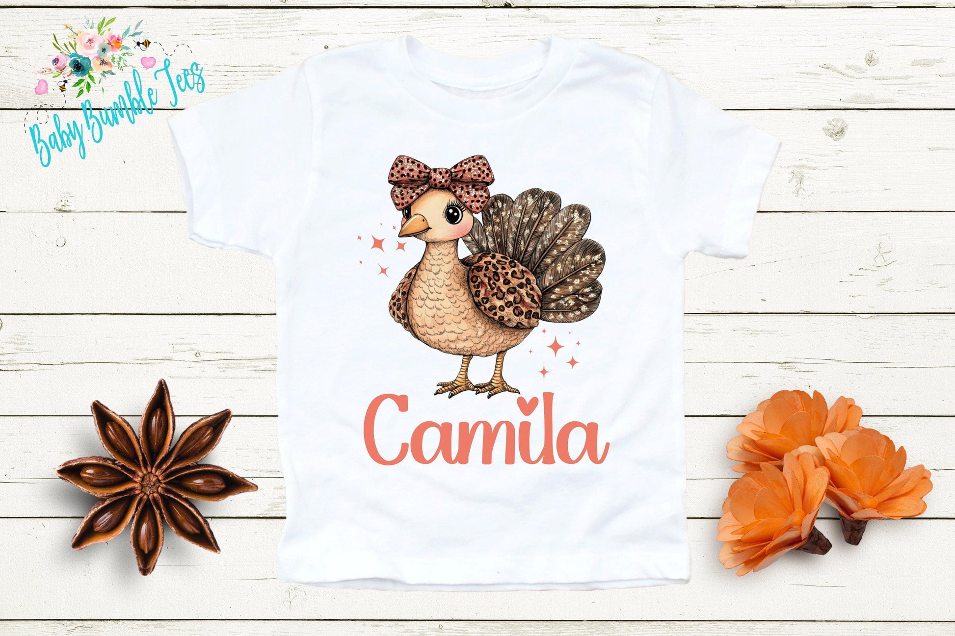 Girls Thanksgiving Shirt, Kids Turkey Name T-shirt, Personalized Tee, Pumpkin Patch Outfit, Toddler Custom Name Shirt, Retro Kids Fall Shirt