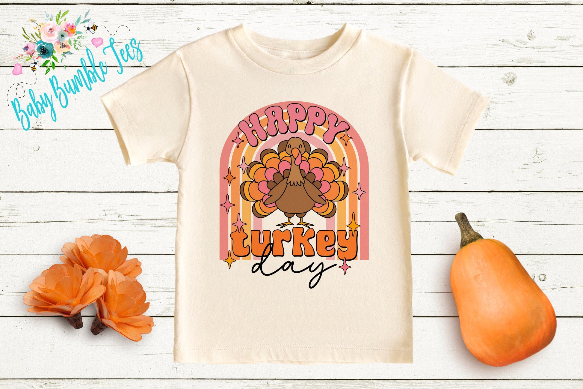 Happy Turkey Day Kids Shirt, Girls Thanksgiving T-shirt, Toddler Fall Tee, Pumpkin Patch Outfit, Retro Kids Fall Shirt, Funny Groovy