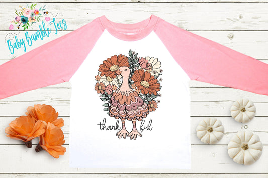 Girls Thanksgiving T-shirt, Boho Turkey Tee, Toddler Fall Shirt, Kids Pumpkin Patch Outfit, Retro Kids Shirt, Groovy Holiday Girl Shirt