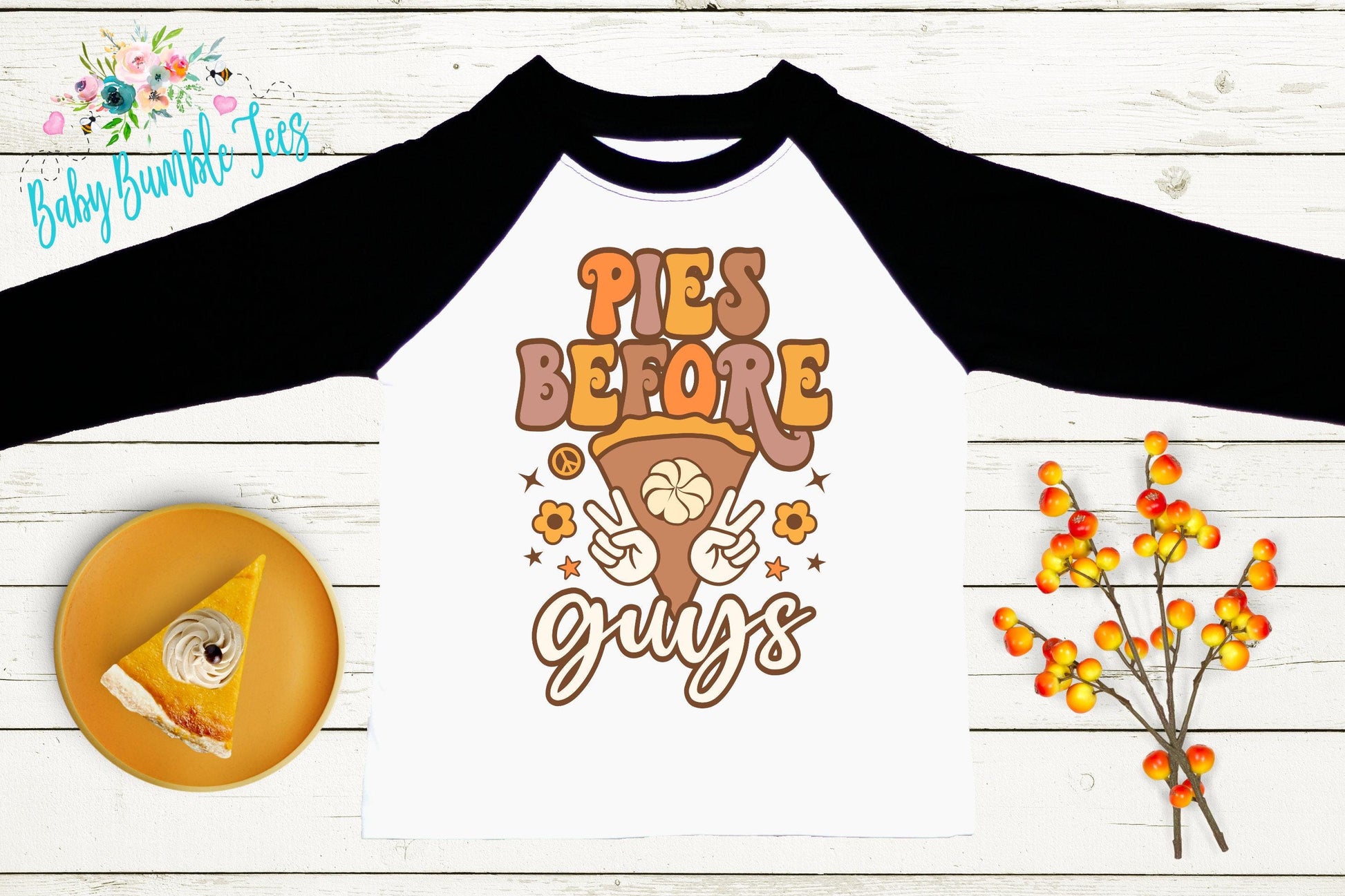 Pies Before Guys Shirt, Girls Thanksgiving T-shirt, Toddler Fall Tee, Pumpkin Patch Outfit, Retro Kids Fall Shirt, Retro Groovy Shirt, Funny