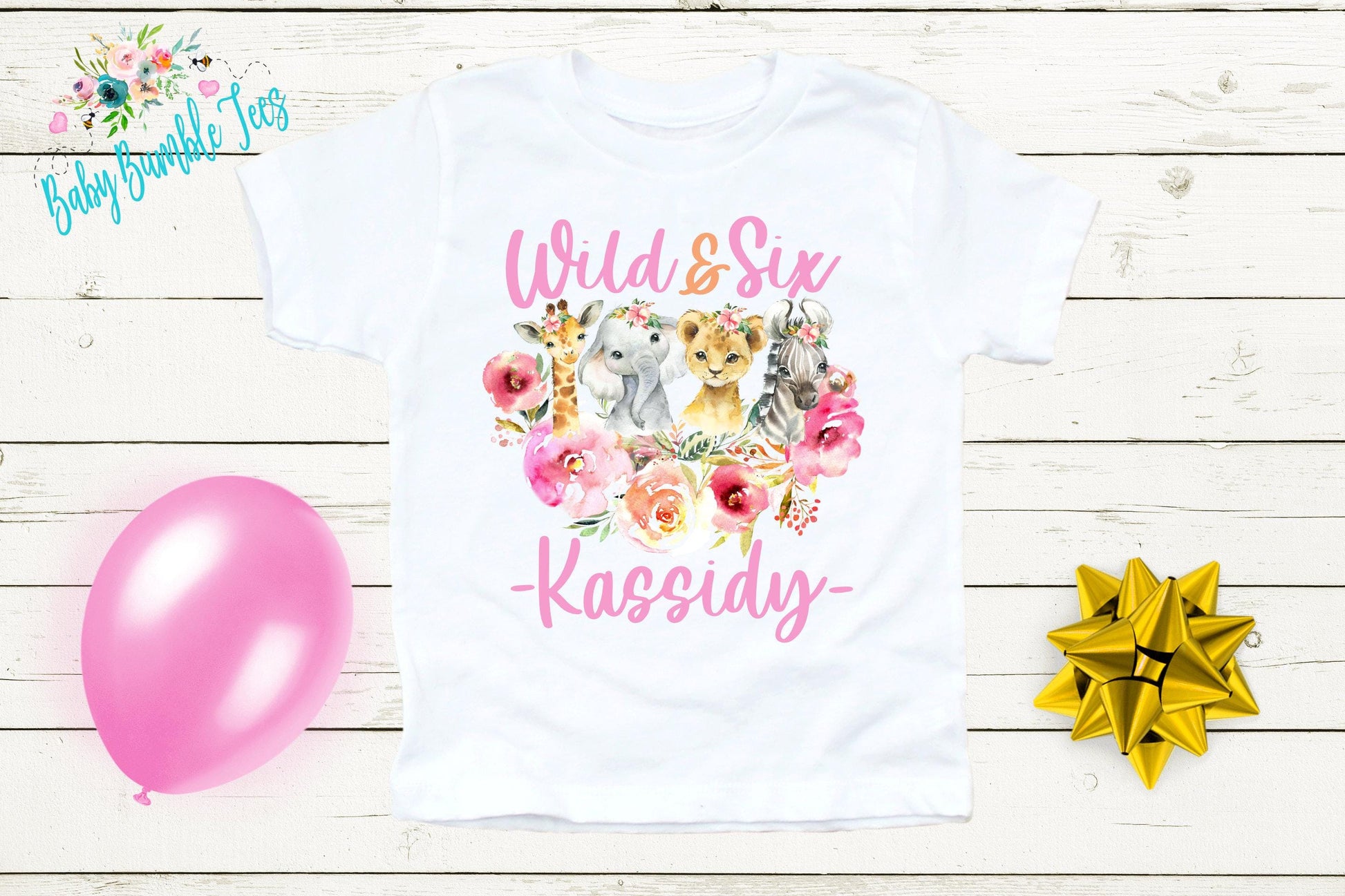 Girls Safari Birthday Shirt, Kids Birthday Shirt, Custom Name Birthday Tee, Girl Birthday shirt, Girl Birthday Party T-Shirt, Personalized
