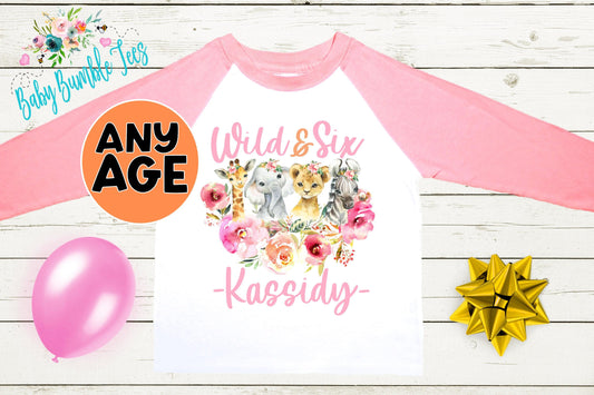 Girls Safari Birthday Shirt, Kids Birthday Shirt, Custom Name Birthday Tee, Girl Birthday shirt, Girl Birthday Party T-Shirt, Personalized