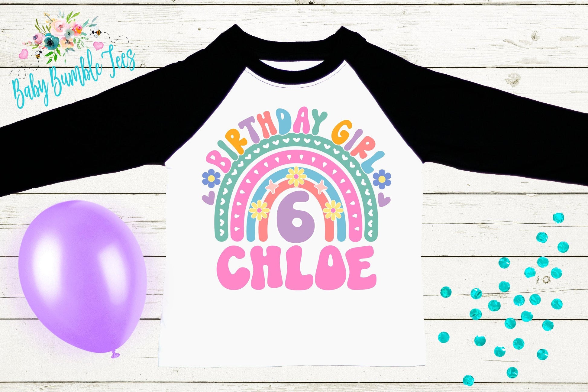 Girls Rainbow Birthday Shirt, Kids Birthday Shirt, Retro Birthday Tee, Girl Birthday shirt, Groovy Birthday Party, 70s Birthday T-shirt