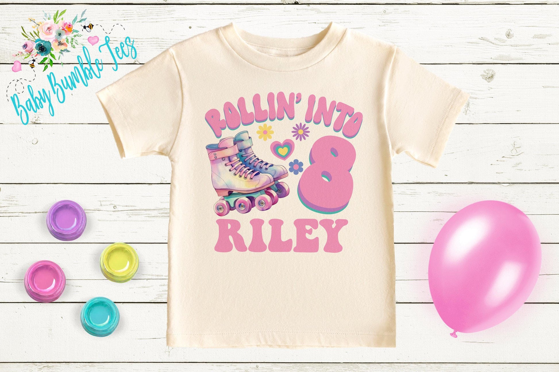Roller Blade Girls Birthday Shirt, Rolling into, Kids Birthday Shirt, Retro Birthday Tee, Girl Birthday shirt, Groovy Skate Birthday Party