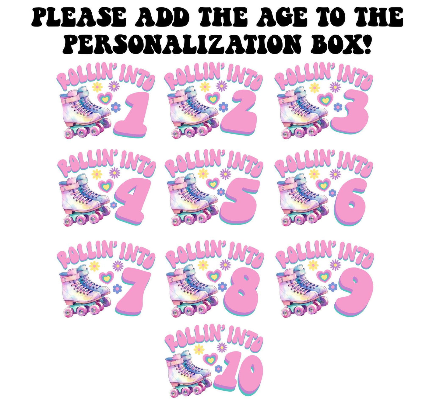 Roller Blade Girls Birthday Shirt, Rolling into, Kids Birthday Shirt, Retro Birthday Tee, Girl Birthday shirt, Groovy Skate Birthday Party