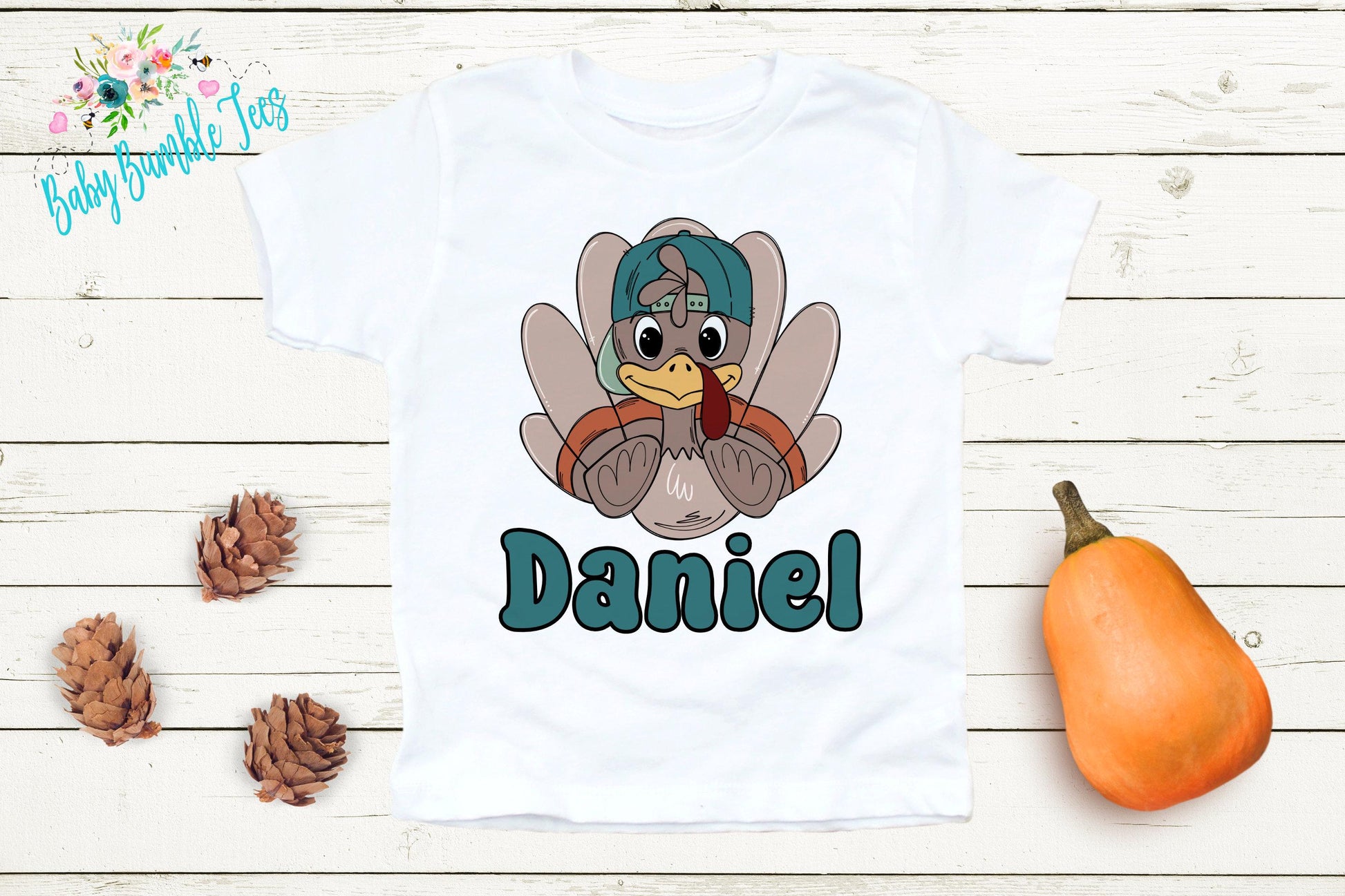 Boys Thanksgiving Shirt, Kids Turkey Name T-shirt, Personalized Tee, Pumpkin Patch Outfit, Toddler Custom Name Shirt, Retro Kids Fall Shirt