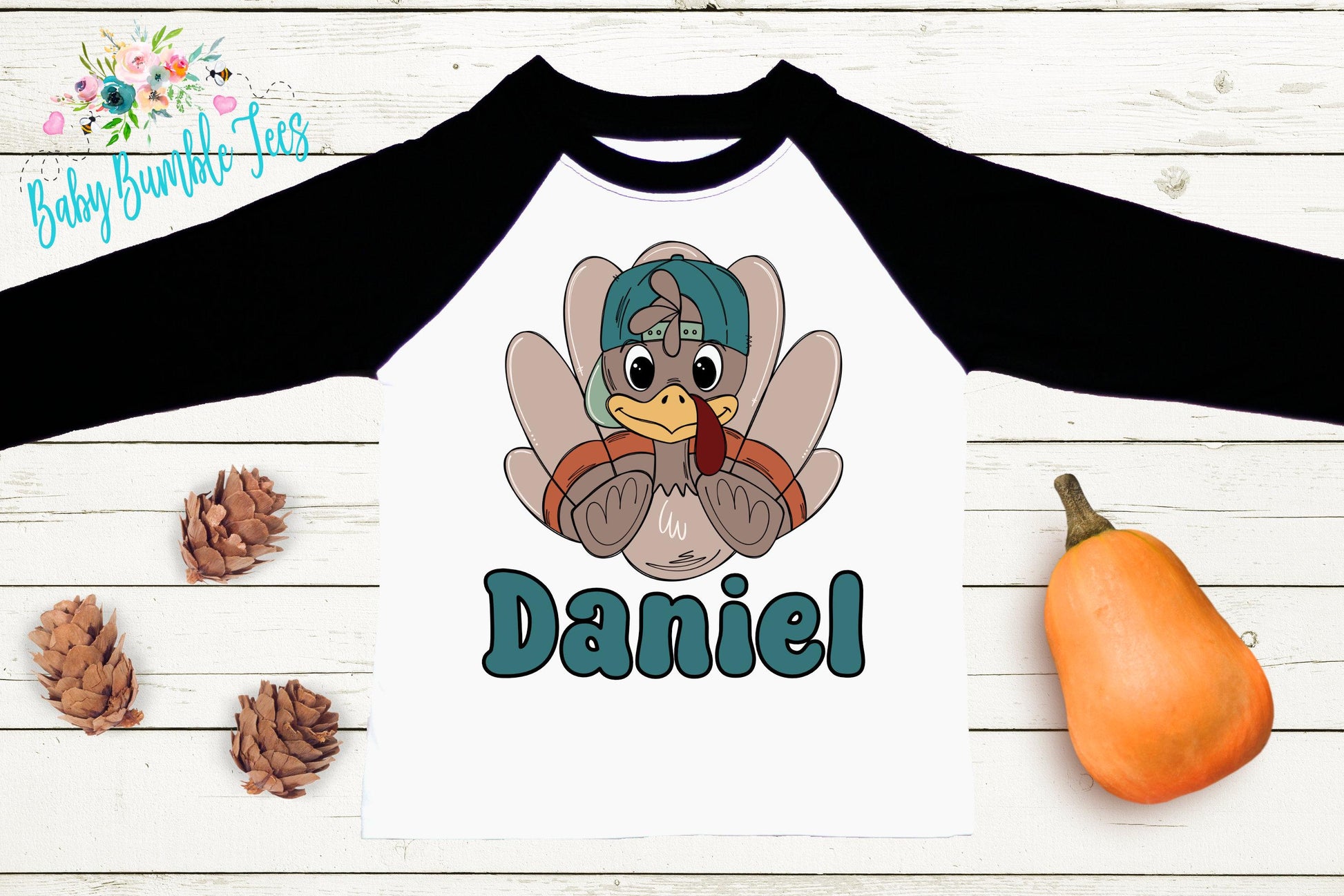Boys Thanksgiving Shirt, Kids Turkey Name T-shirt, Personalized Tee, Pumpkin Patch Outfit, Toddler Custom Name Shirt, Retro Kids Fall Shirt