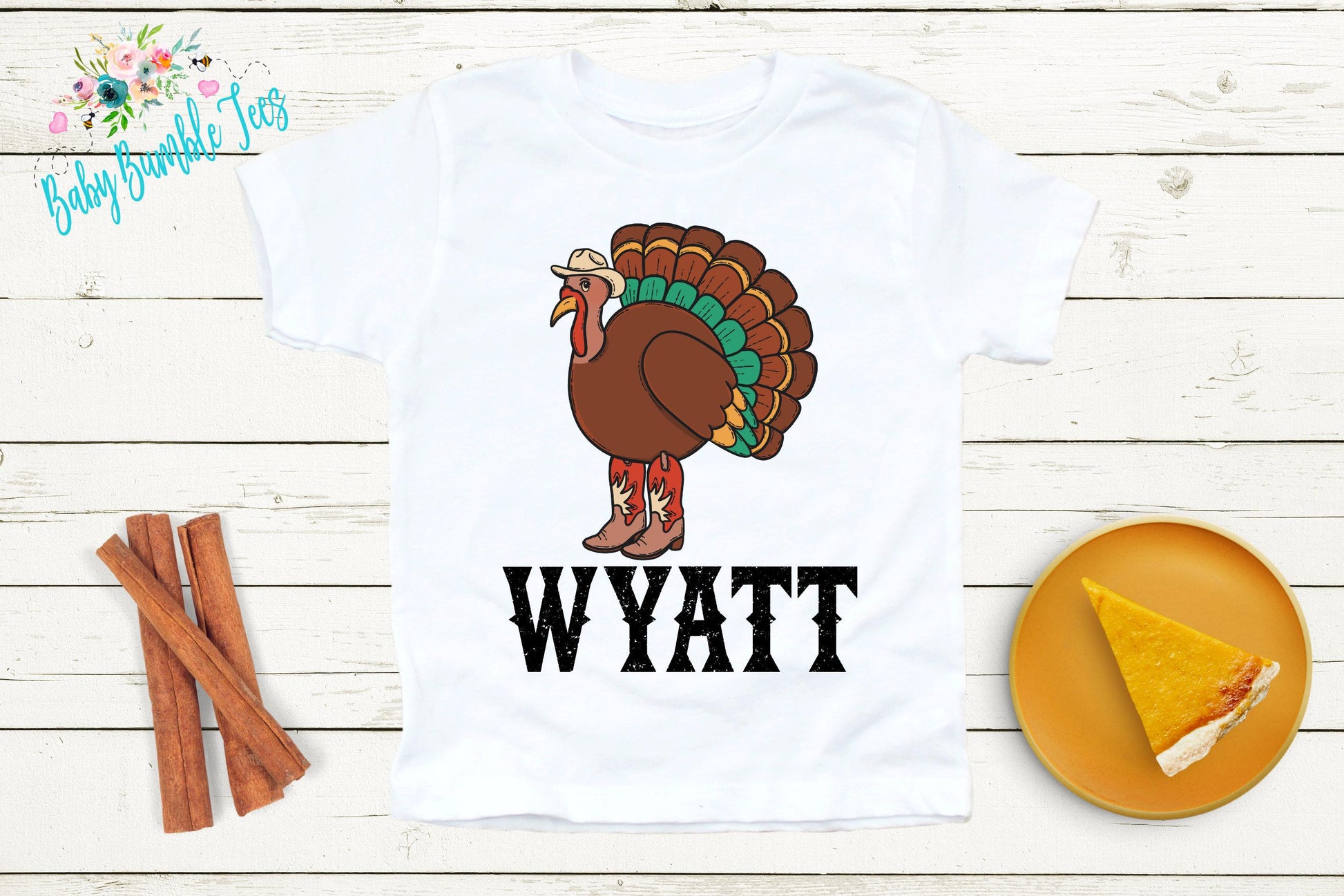 Boys Thanksgiving Shirt, Cowboy Turkey Name T-shirt, Fall Personalized Tee, Kids Pumpkin Patch Outfit, Toddler Custom Name Shirt, Western