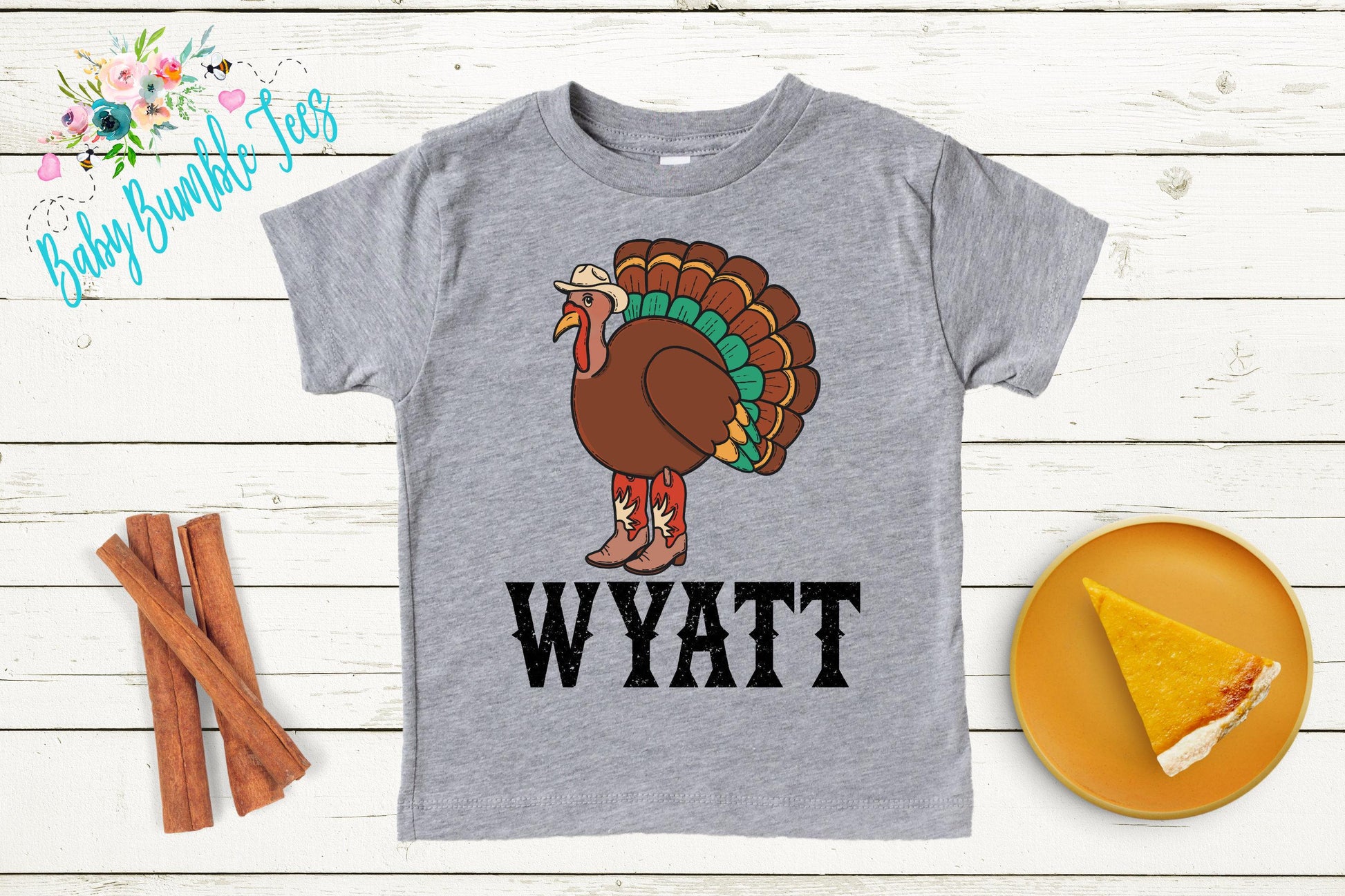 Boys Thanksgiving Shirt, Cowboy Turkey Name T-shirt, Fall Personalized Tee, Kids Pumpkin Patch Outfit, Toddler Custom Name Shirt, Western
