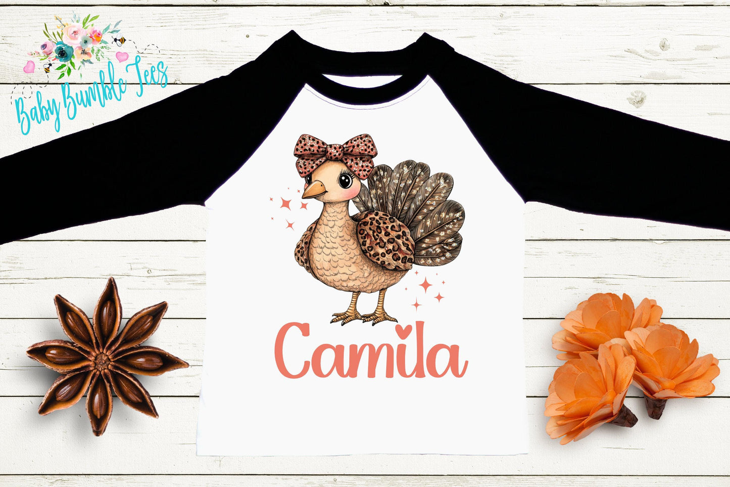 Girls Thanksgiving Shirt, Kids Turkey Name T-shirt, Personalized Tee, Pumpkin Patch Outfit, Toddler Custom Name Shirt, Retro Kids Fall Shirt