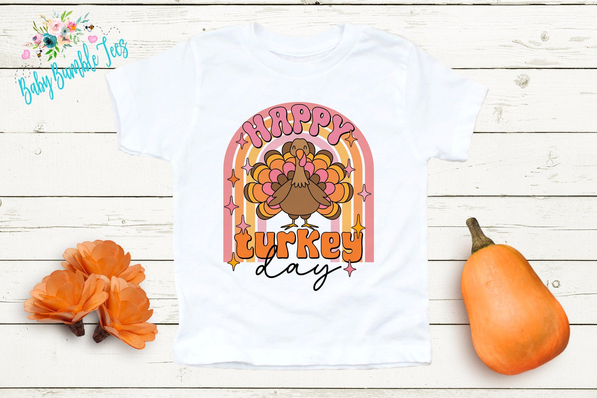 Happy Turkey Day Kids Shirt, Girls Thanksgiving T-shirt, Toddler Fall Tee, Pumpkin Patch Outfit, Retro Kids Fall Shirt, Funny Groovy