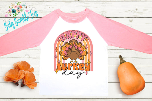 Happy Turkey Day Kids Shirt, Girls Thanksgiving T-shirt, Toddler Fall Tee, Pumpkin Patch Outfit, Retro Kids Fall Shirt, Funny Groovy