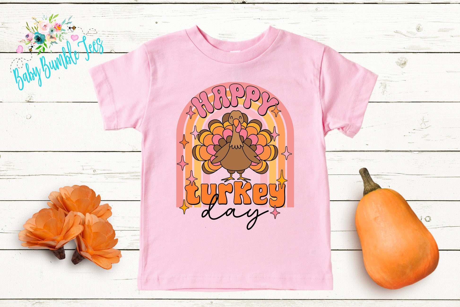 Happy Turkey Day Kids Shirt, Girls Thanksgiving T-shirt, Toddler Fall Tee, Pumpkin Patch Outfit, Retro Kids Fall Shirt, Funny Groovy