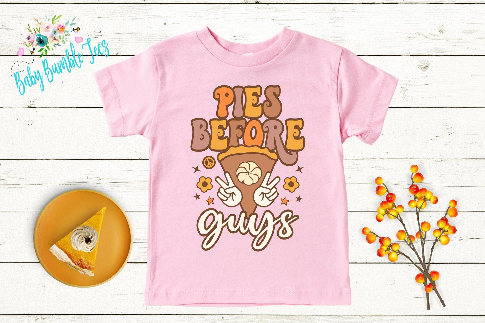 Pies Before Guys Shirt, Girls Thanksgiving T-shirt, Toddler Fall Tee, Pumpkin Patch Outfit, Retro Kids Fall Shirt, Retro Groovy Shirt, Funny