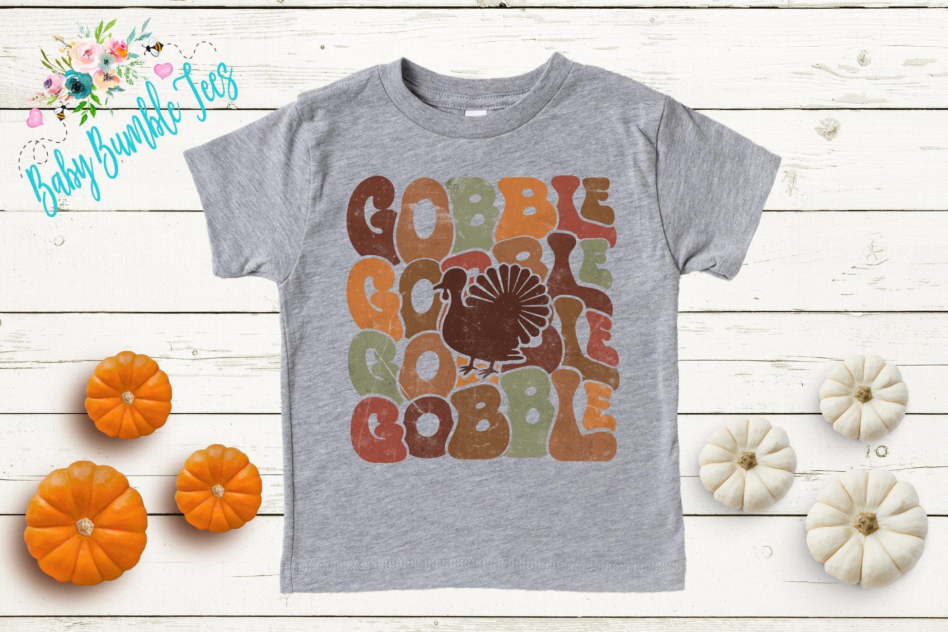 Kids Turkey Gobble Shirt, Thanksgiving T-shirt, Toddler Fall Tee, Pumpkin Patch Outfit, Retro Kids Fall Shirt, Retro Groovy Shirt, Funny