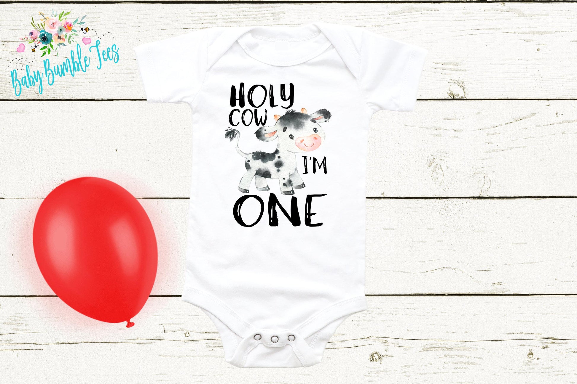 Holy Cow I'm One // First Birthday Boy Outfit // Birthday Boy // Birthday Boy Name // Cake Smash // Birthday Shirt // Farm Birthday