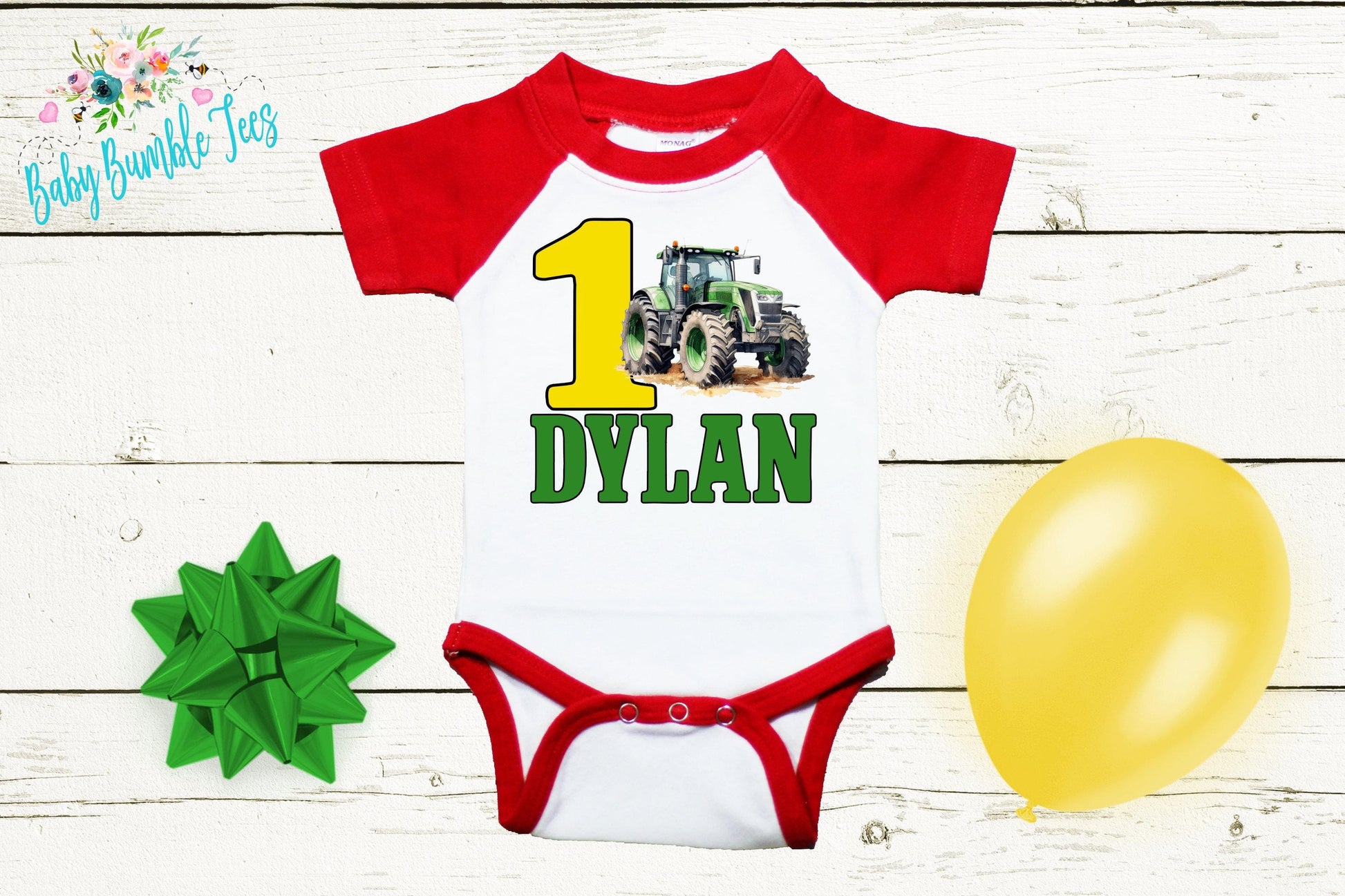 Farm Tractor Birthday Bodysuit, Boys 1st Birthday Outfit, Custom Name, First Birthday, Birthday Boy, Farm Animals, Green Tractor
