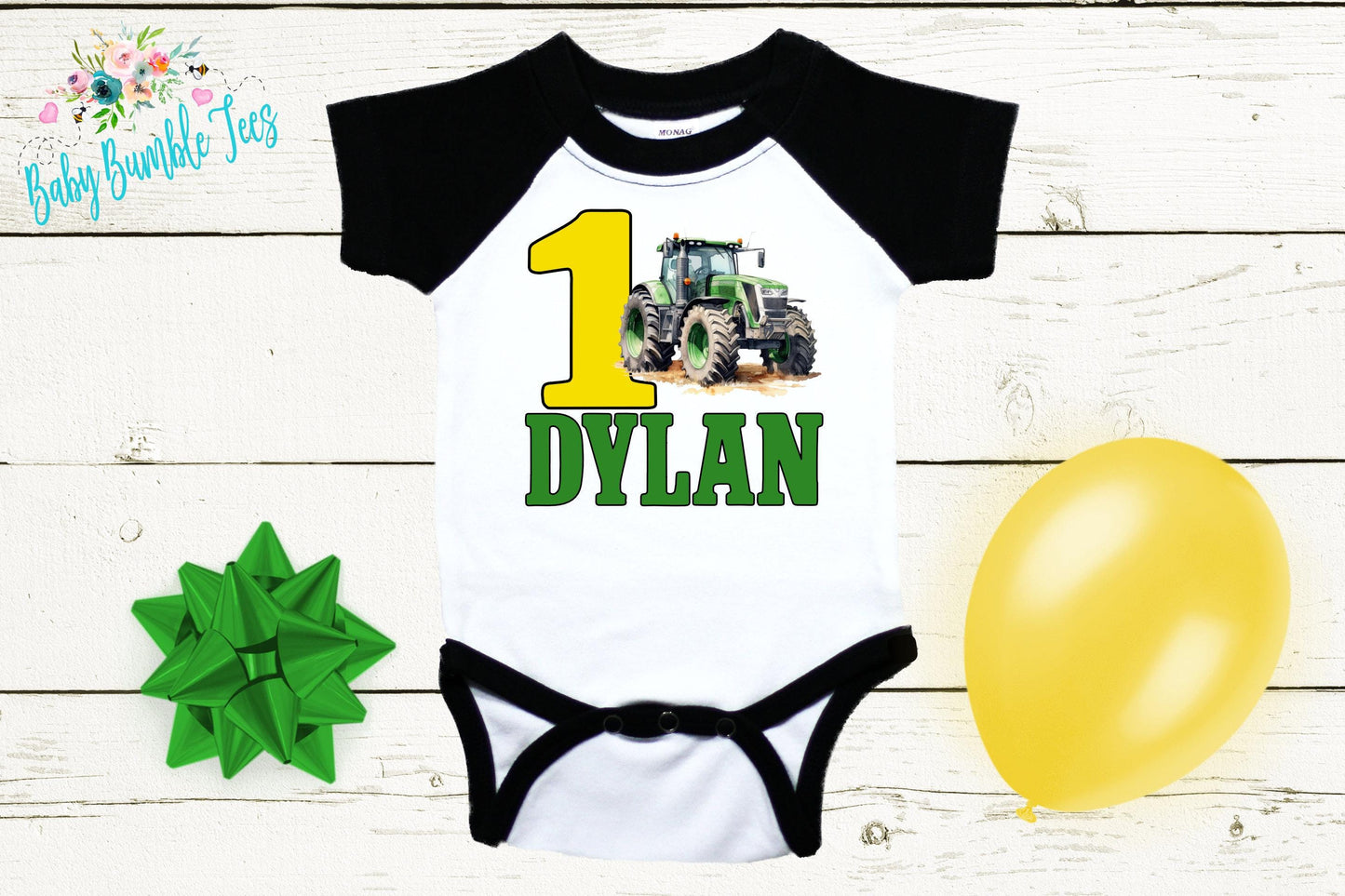 Farm Tractor Birthday Bodysuit, Boys 1st Birthday Outfit, Custom Name, First Birthday, Birthday Boy, Farm Animals, Green Tractor