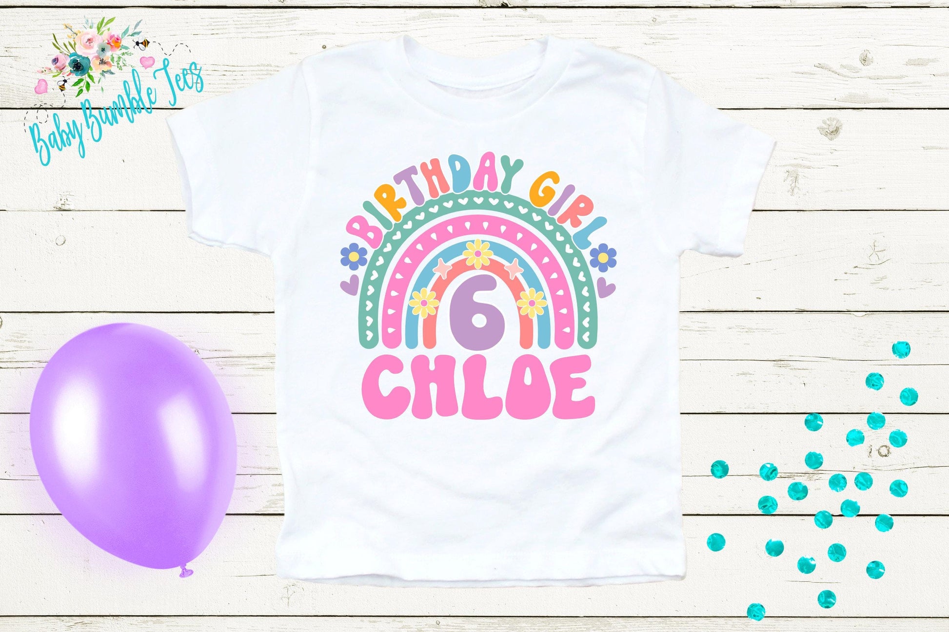 Girls Rainbow Birthday Shirt, Kids Birthday Shirt, Retro Birthday Tee, Girl Birthday shirt, Groovy Birthday Party, 70s Birthday T-shirt