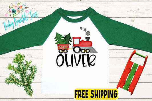Christmas Train Shirt // Boys Christmas Shirt // Personalized Name // Kids Christmas Shirt // Toddler Christmas Shirt // Christmas Gift