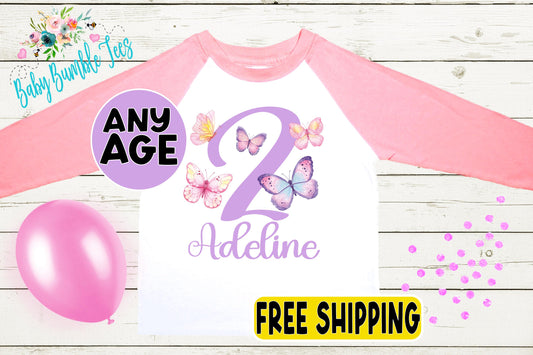 Girls Butterfly Birthday Shirt, Kids Birthday Shirt, Butterfly Birthday Tee, Girl Birthday shirt, Birthday Party, Birthday T-shirt