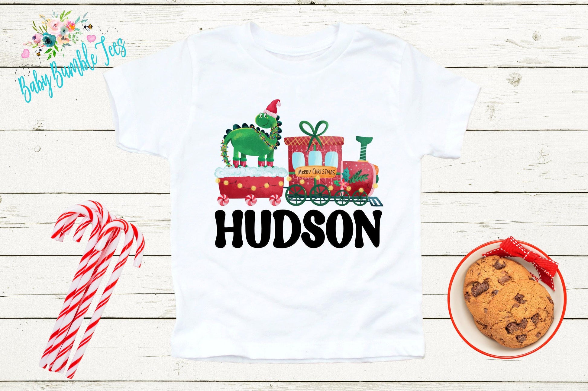 Dinosaur Christmas Train Shirt // Boys Christmas Shirt // Personalized Name // Kids Christmas Shirt // Toddler Christmas // Christmas Gift