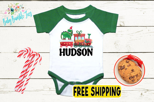 Christmas Train Bodysuit // Personalized Name // Boys Christmas Shirt // My First Christmas // Kids Christmas Shirt // Toddler // Gift