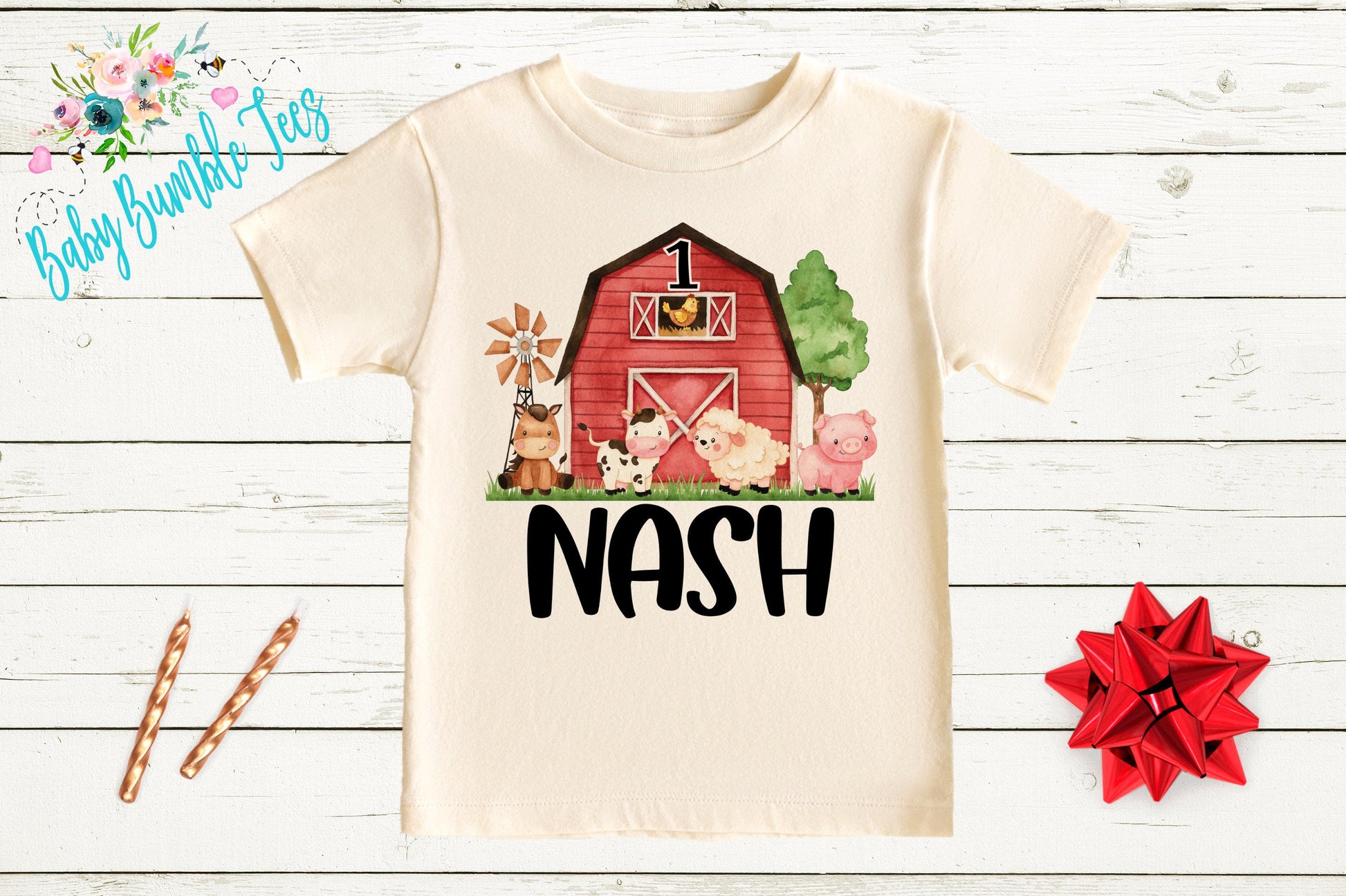 Boys Farm Birthday Shirt, Kids Birthday Shirt, Custom Name Birthday Tee, Boy Birthday Farm Animals, Boy Birthday Party T-Shirt, Personalized