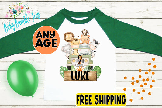 Boys Safari Birthday Shirt, Kids Birthday Shirt, Custom Name Birthday Tee, Boy Birthday shirt, Boy Birthday Party T-Shirt, Personalized