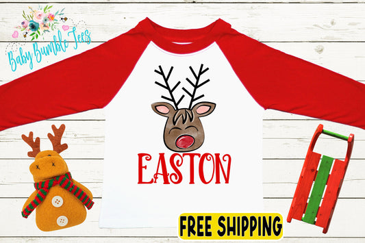 Boys Reindeer Shirt // Kids Christmas Shirt // Personalized Name // Toddler Christmas Shirt // Holiday Shirt // Reindeer Shirt // Gift