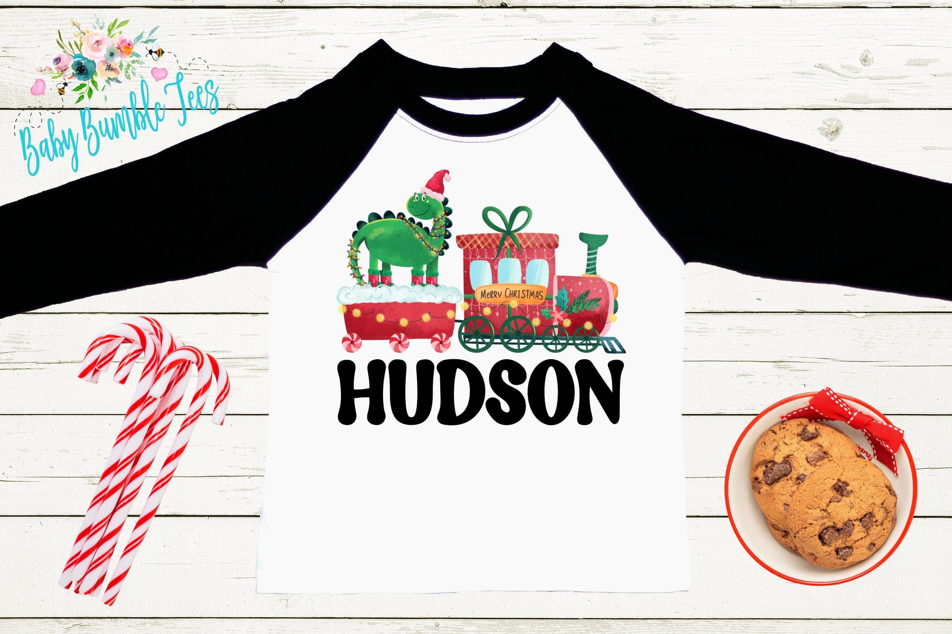 Dinosaur Christmas Train Shirt // Boys Christmas Shirt // Personalized Name // Kids Christmas Shirt // Toddler Christmas // Christmas Gift