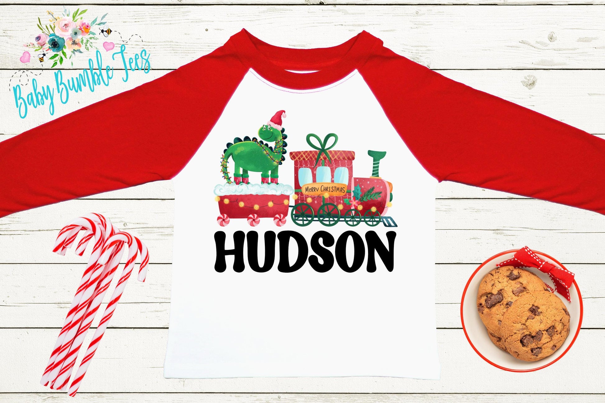 Dinosaur Christmas Train Shirt // Boys Christmas Shirt // Personalized Name // Kids Christmas Shirt // Toddler Christmas // Christmas Gift