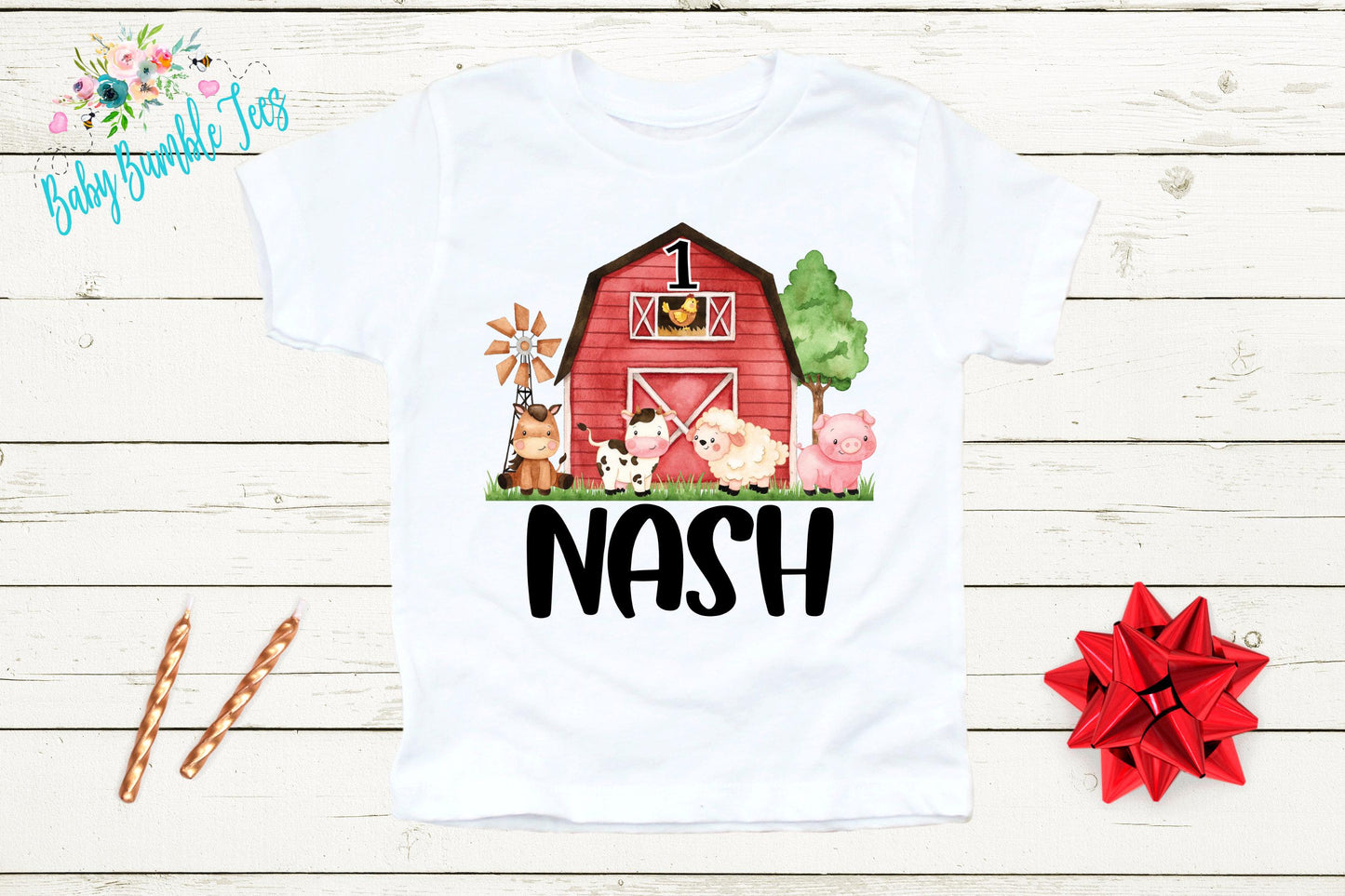 Boys Farm Birthday Shirt, Kids Birthday Shirt, Custom Name Birthday Tee, Boy Birthday Farm Animals, Boy Birthday Party T-Shirt, Personalized