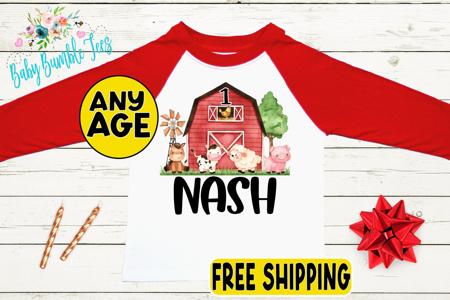 Boys Farm Birthday Shirt, Kids Birthday Shirt, Custom Name Birthday Tee, Boy Birthday Farm Animals, Boy Birthday Party T-Shirt, Personalized