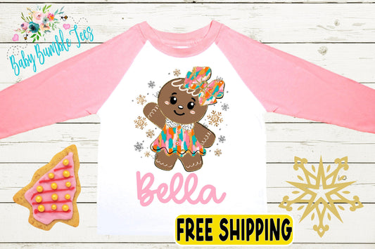 Gingerbread Girl Name Shirt // Personalized Name // Christmas // Toddler Shirt // Holiday // Kids Shirt // Gift // Girls Christmas Shirt