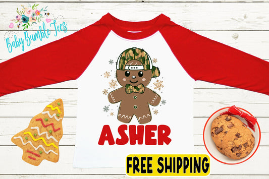 Gingerbread Man Name Shirt // Personalized Name // Christmas // Toddler Shirt // Holiday // Kids Shirt // Gift // Boys Christmas Shirt