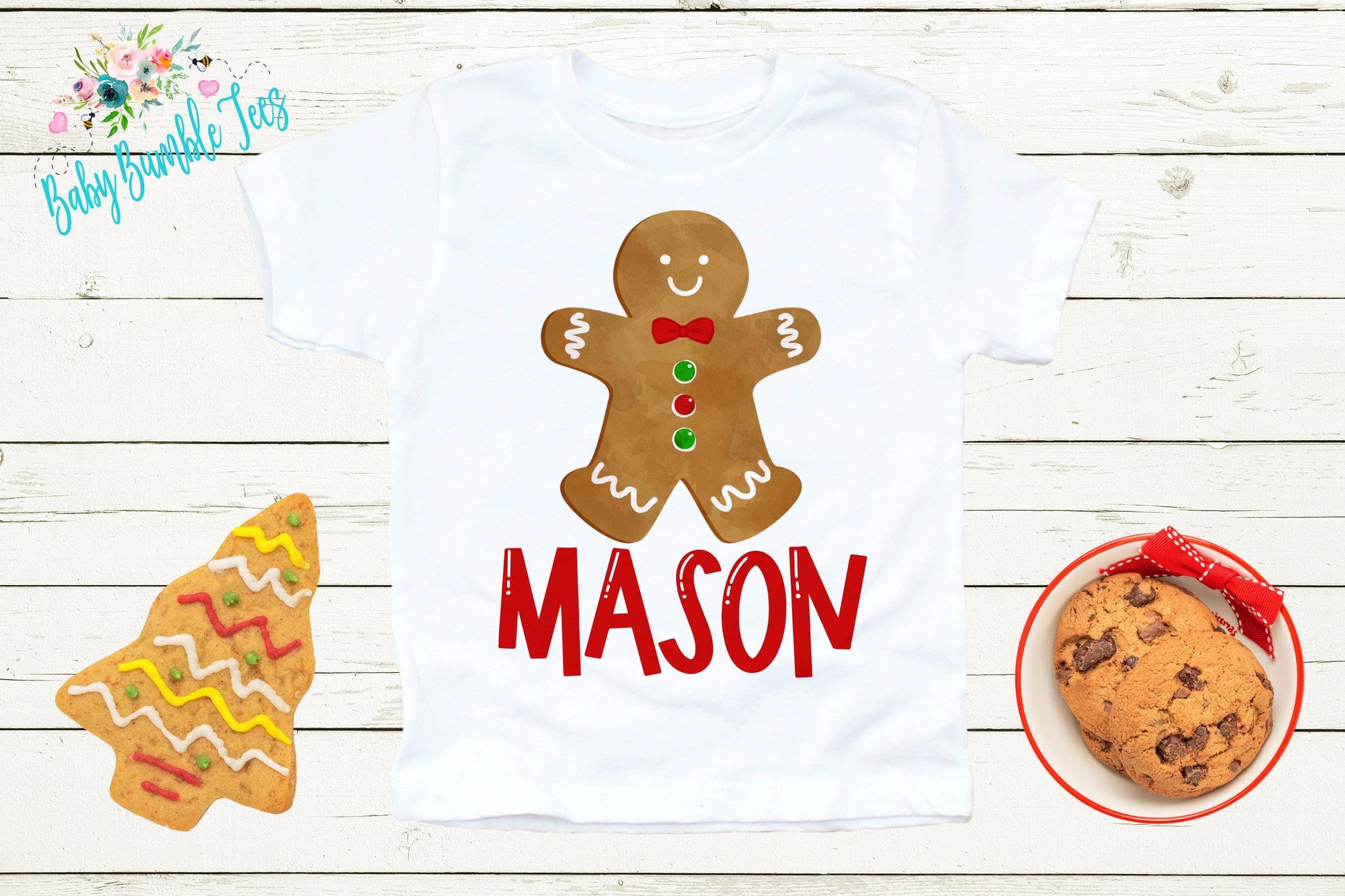 Gingerbread Man Name Shirt // Personalized Name // Christmas // Toddler Shirt // Holiday // Kids Shirt // Gift // Boys Christmas Shirt
