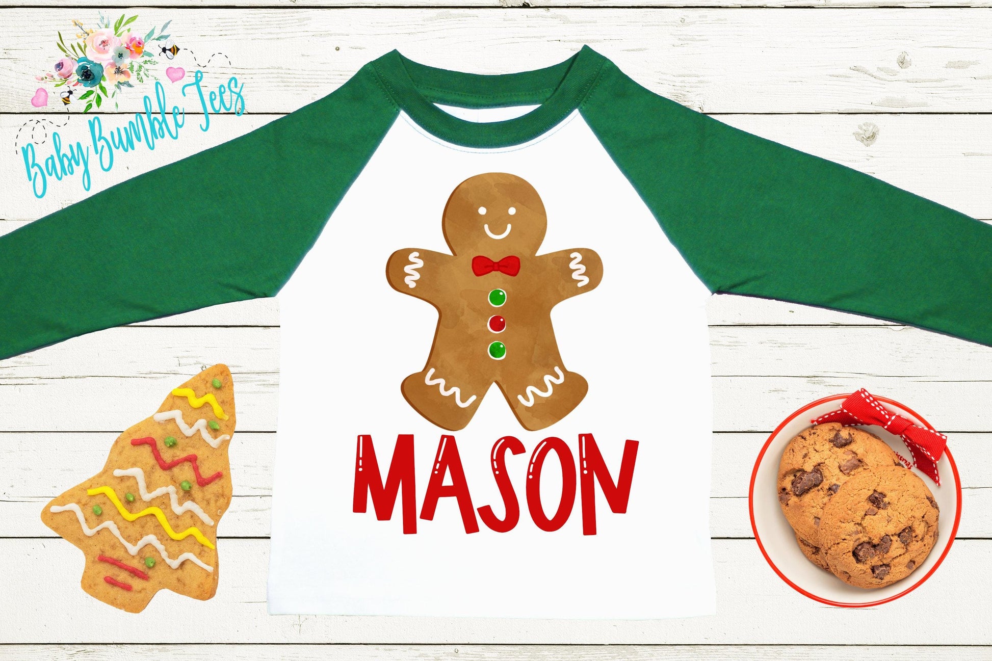 Gingerbread Man Name Shirt // Personalized Name // Christmas // Toddler Shirt // Holiday // Kids Shirt // Gift // Boys Christmas Shirt