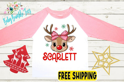 Girls Reindeer Shirt, Girls Christmas Shirt, Personalized Name Shirt, Kids Holiday Shirt, Kids Christmas Shirt, Toddler Christmas Gift