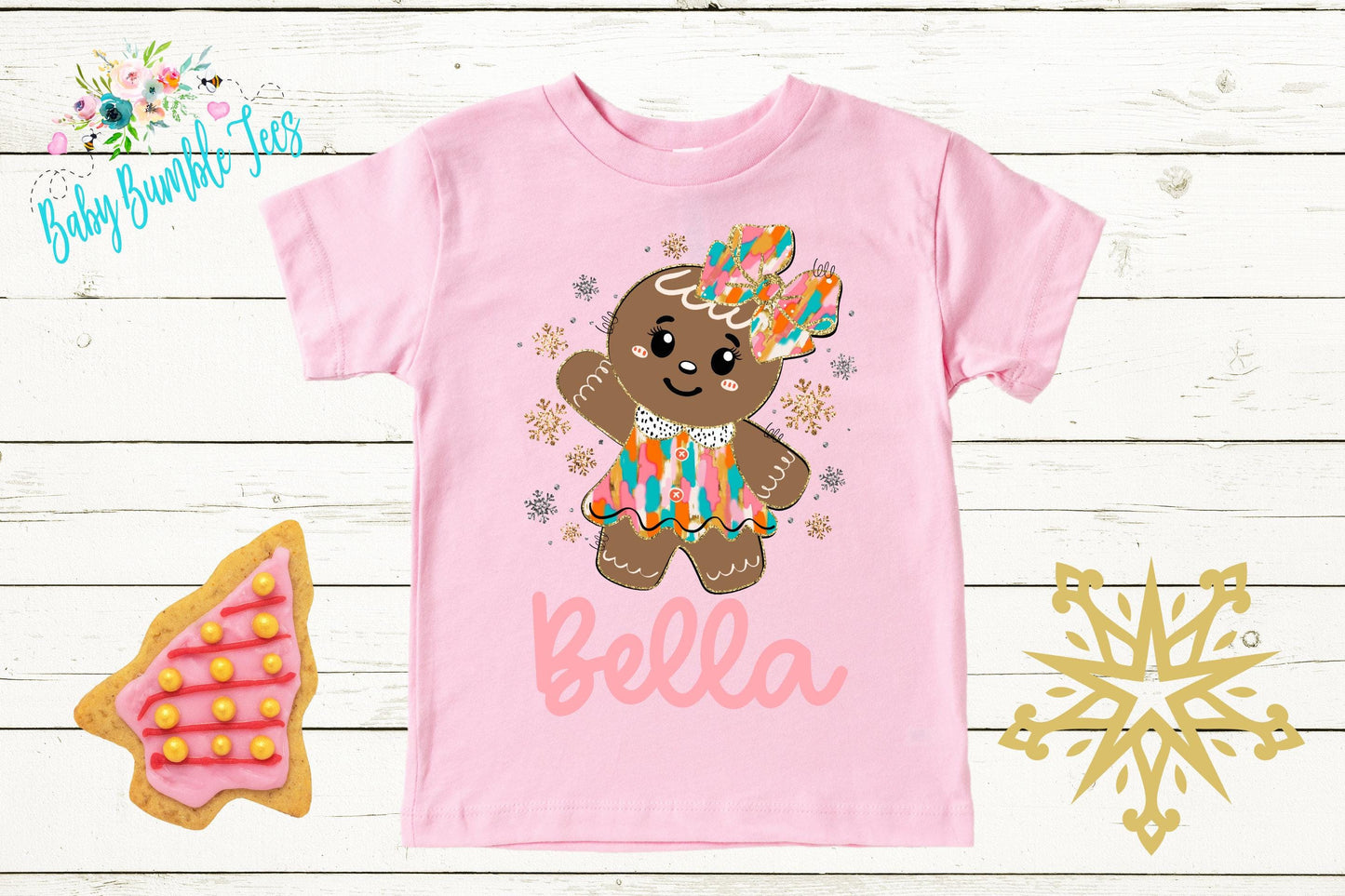 Gingerbread Girl Name Shirt // Personalized Name // Christmas // Toddler Shirt // Holiday // Kids Shirt // Gift // Girls Christmas Shirt