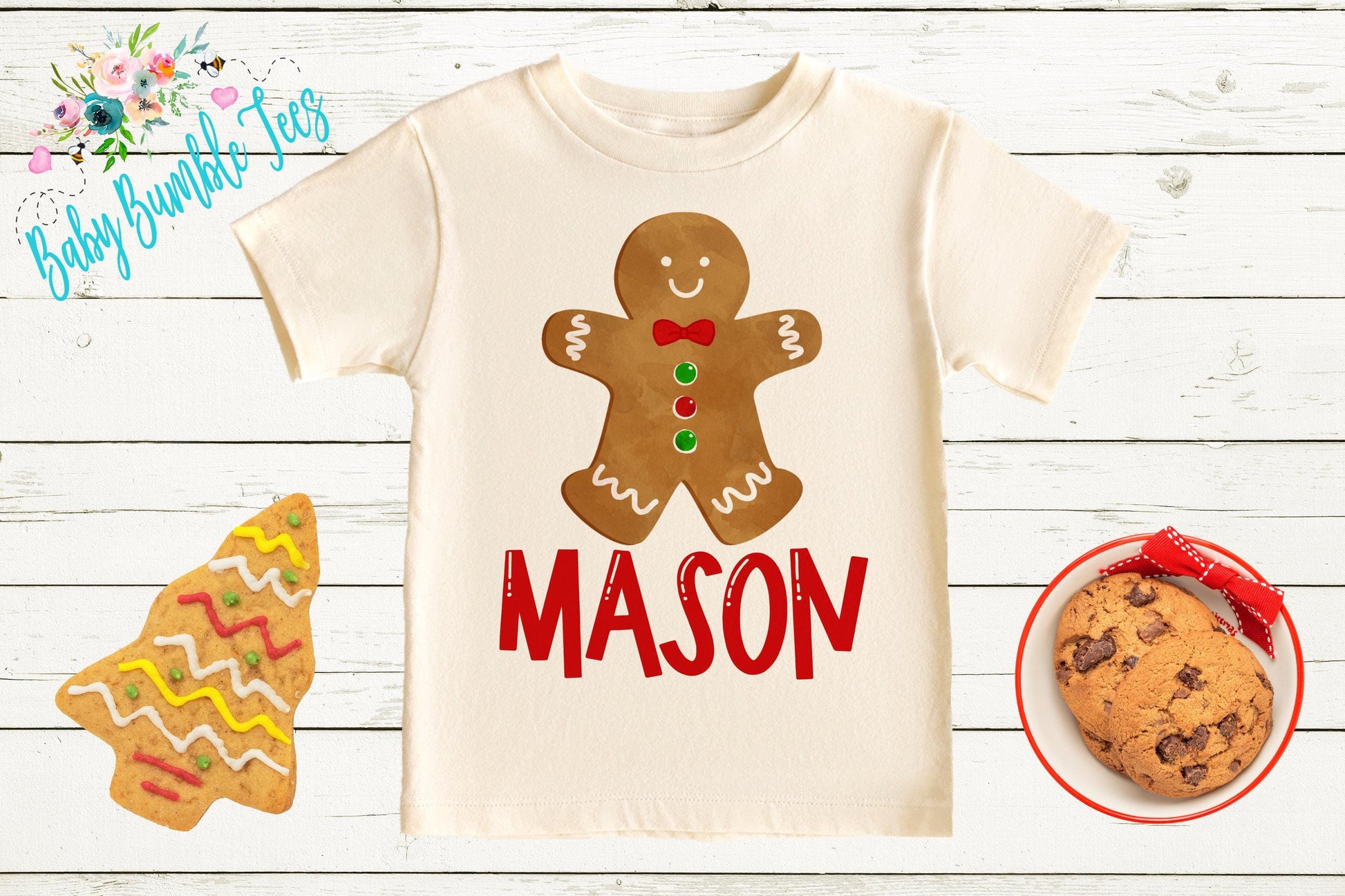Gingerbread Man Name Shirt // Personalized Name // Christmas // Toddler Shirt // Holiday // Kids Shirt // Gift // Boys Christmas Shirt