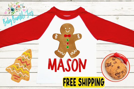 Gingerbread Man Name Shirt // Personalized Name // Christmas // Toddler Shirt // Holiday // Kids Shirt // Gift // Boys Christmas Shirt