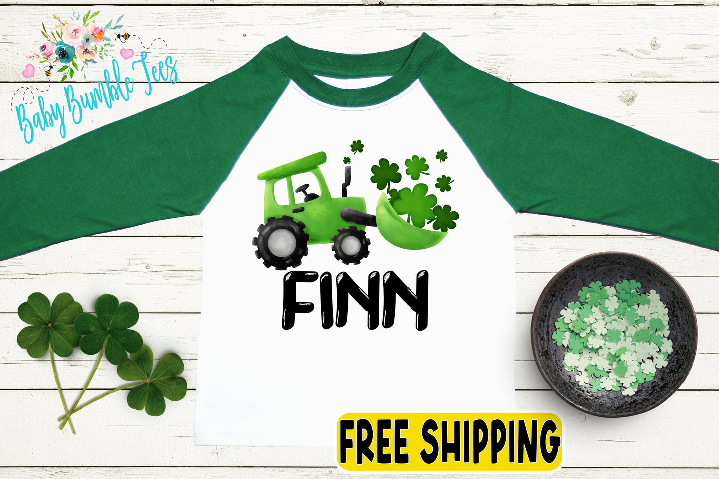 St Patricks Day Truck Shirt, Custom Personalized Name, Kids St Patricks Day T Shirt, Boys Toddler Shirt, Clover St Paddy's Day, Construction