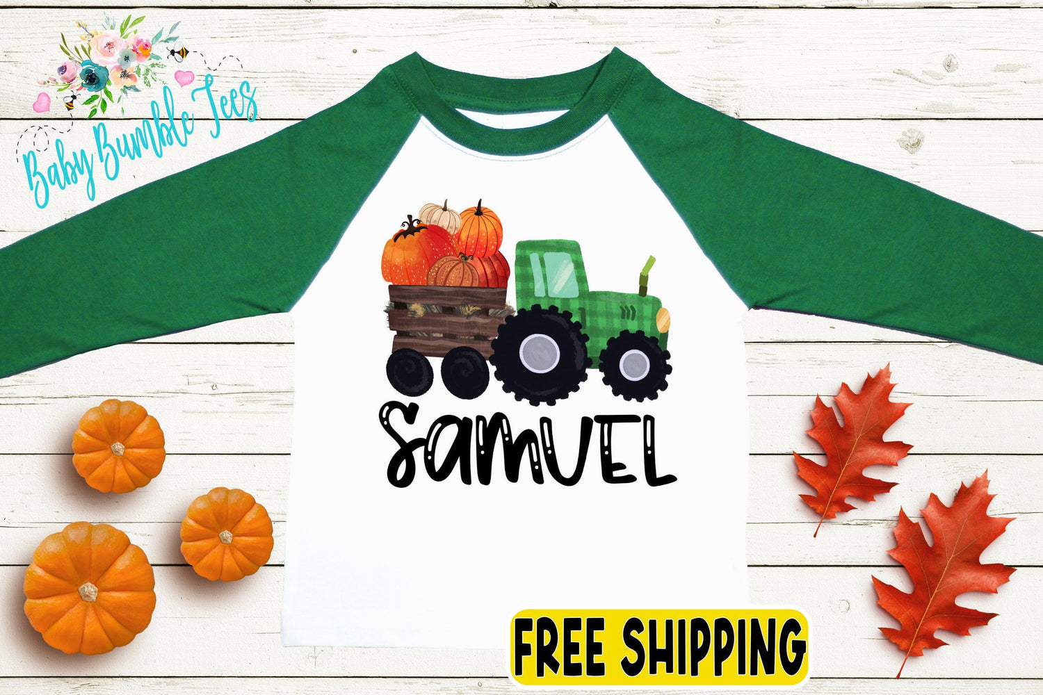 Boys Fall Tractor Shirt - Kids Farm Pumpkin Patch Shirt - Personalized Custom Name Tee - Boys Halloween Shirt - Halloween Toddler Shirt