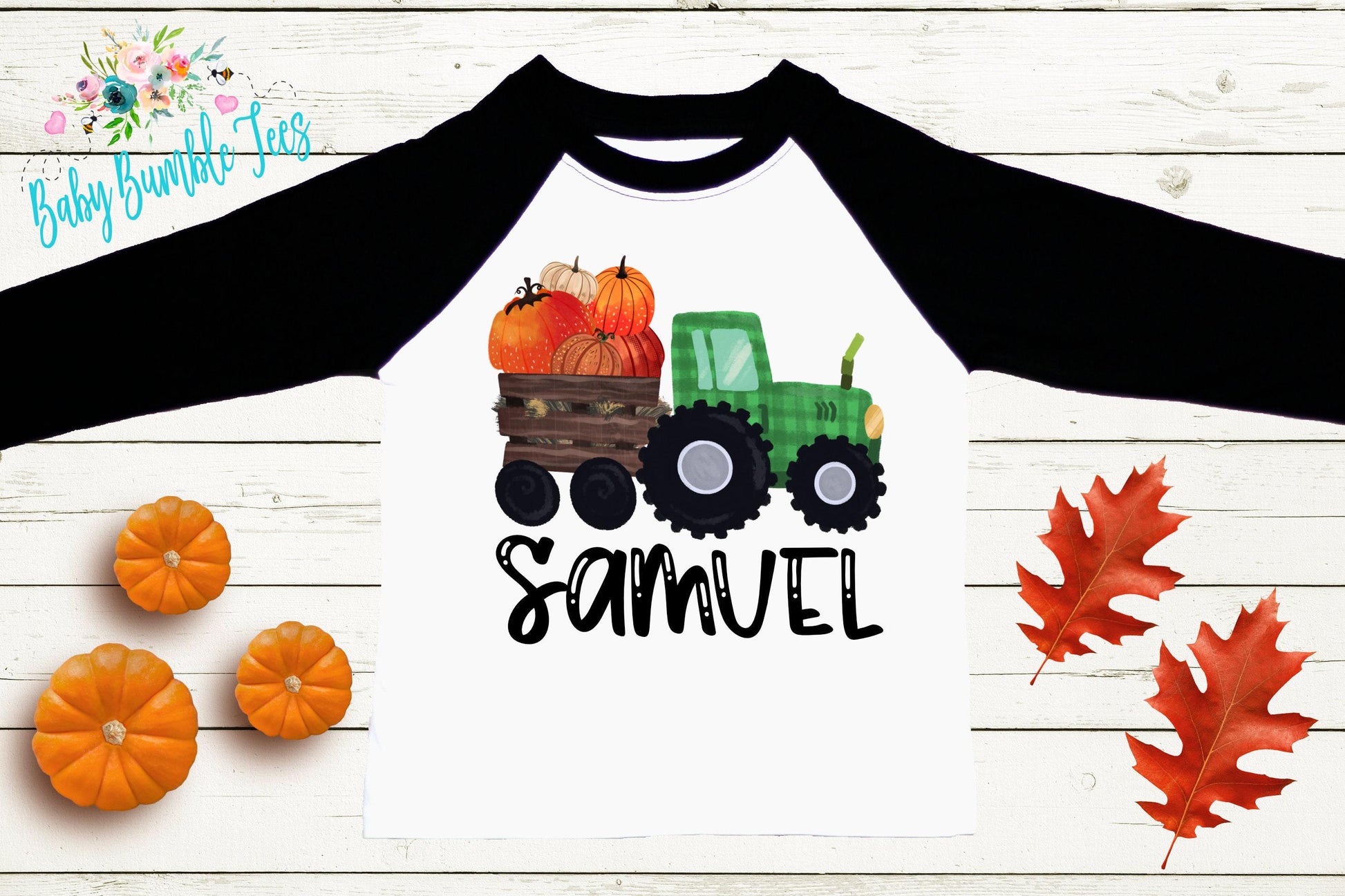 Boys Fall Tractor Shirt - Kids Farm Pumpkin Patch Shirt - Personalized Custom Name Tee - Boys Halloween Shirt - Halloween Toddler Shirt