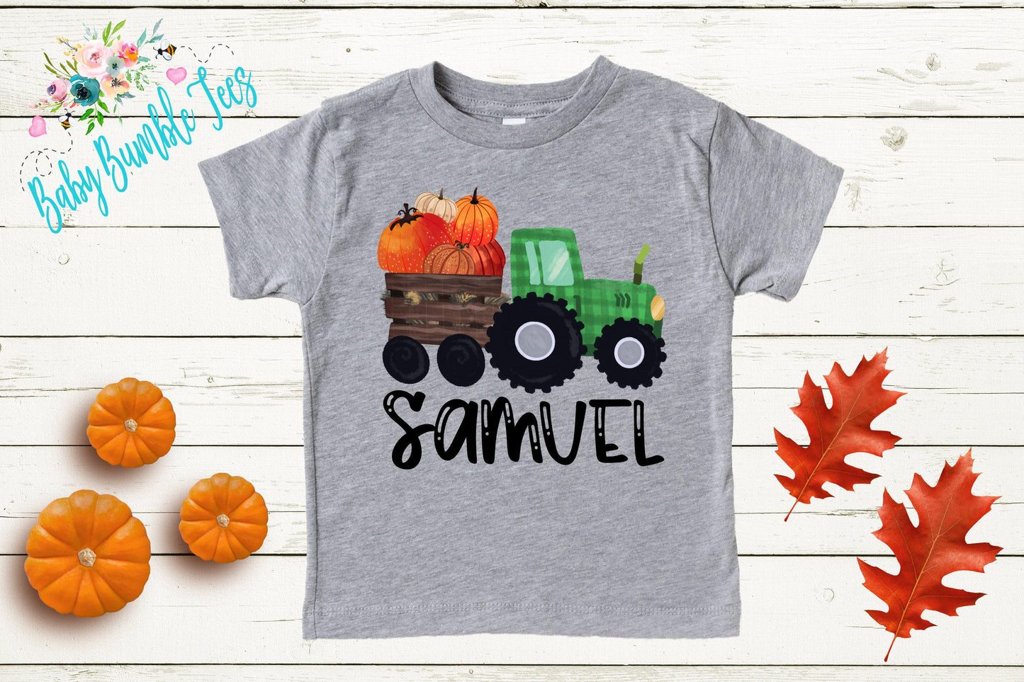 Boys Fall Tractor Shirt - Kids Farm Pumpkin Patch Shirt - Personalized Custom Name Tee - Boys Halloween Shirt - Halloween Toddler Shirt