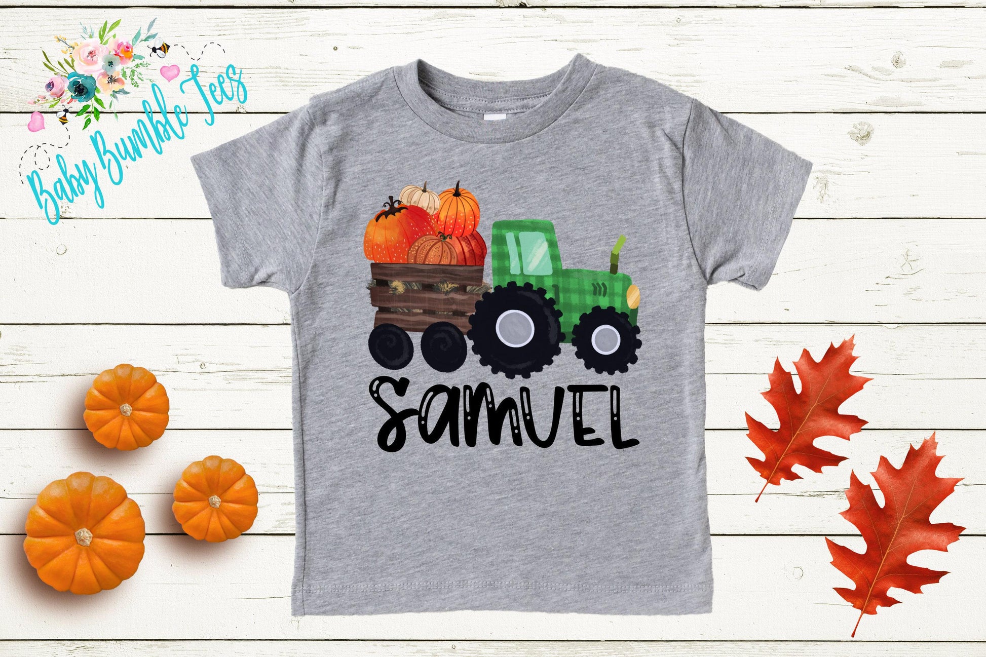 Boys Fall Tractor Shirt - Kids Farm Pumpkin Patch Shirt - Personalized Custom Name Tee - Boys Halloween Shirt - Halloween Toddler Shirt