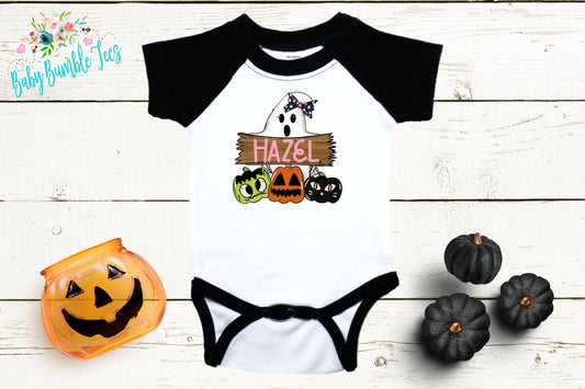 Girls Ghost Bodysuit // Personalized Name // Pumpkin Patch // Kids Halloween Shirt // Girls Halloween Shirt // Retro Shirt // Onesies® Brand