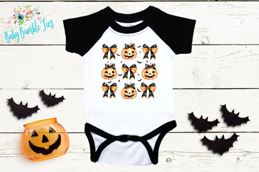 Girls Halloween Bodysuit // Kids Halloween Shirt // Retro Halloween // Kids Fall Shirt // Retro Shirt// Pumpkin Patch // Halloween Bow