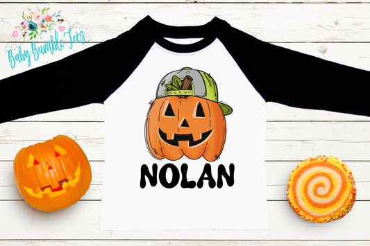 Boys Pumpkin Halloween Shirt // Personalized Name T-Shirt // Pumpkin Patch // Custom Name // Toddler Tshirt // Kids Shirt // Retro Halloween